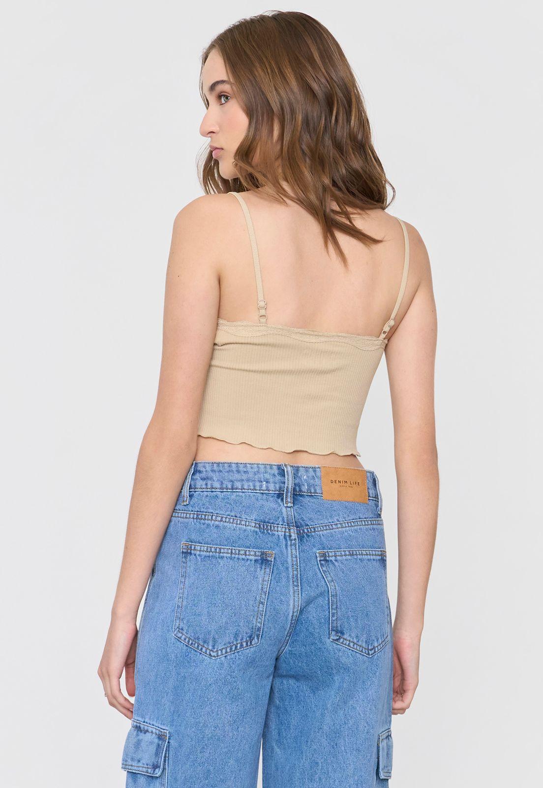 Peto Mujer Seamless Encaje Beige Corona-1