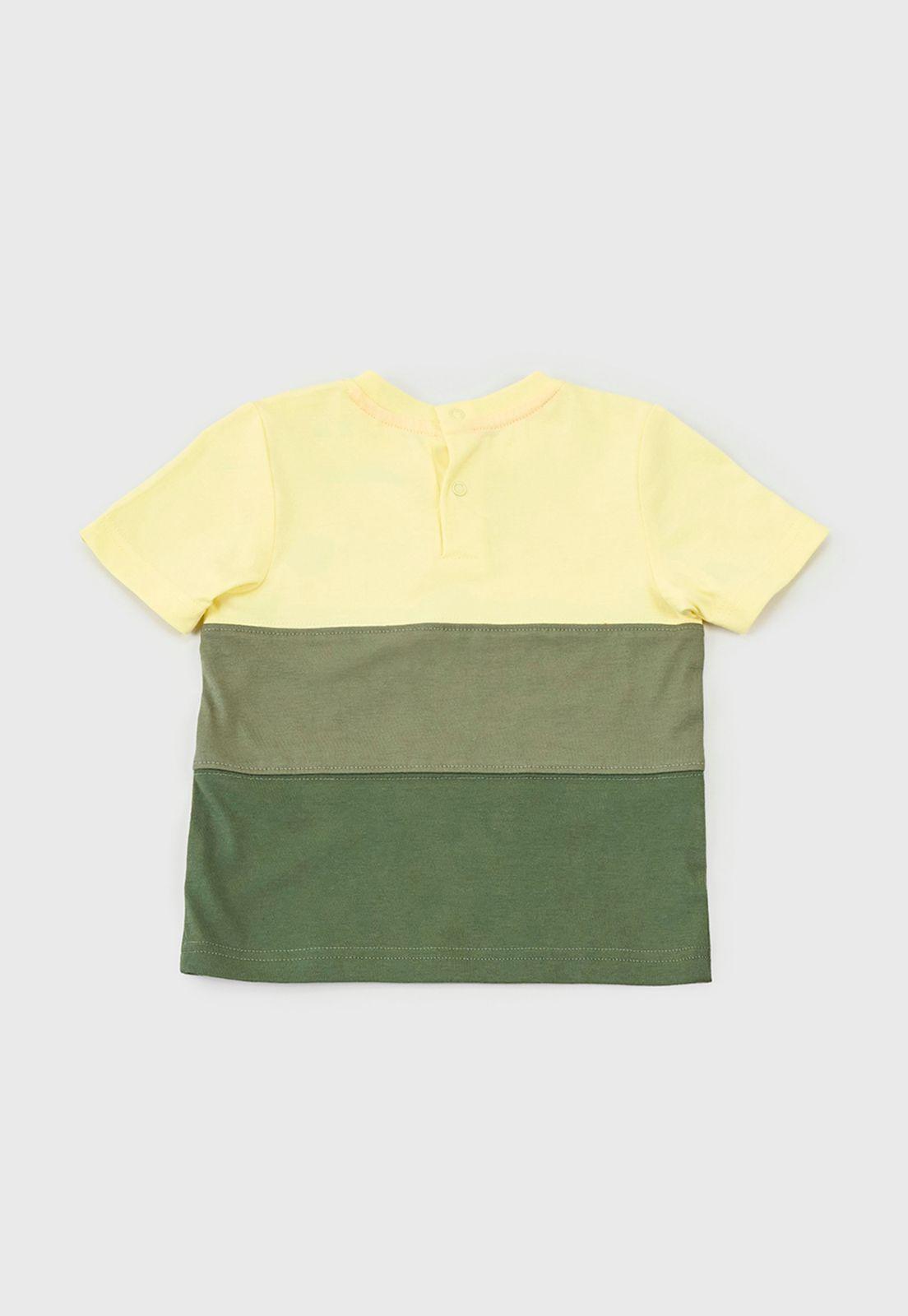 Polera Bebe Niño Color Block Verde Corona-1
