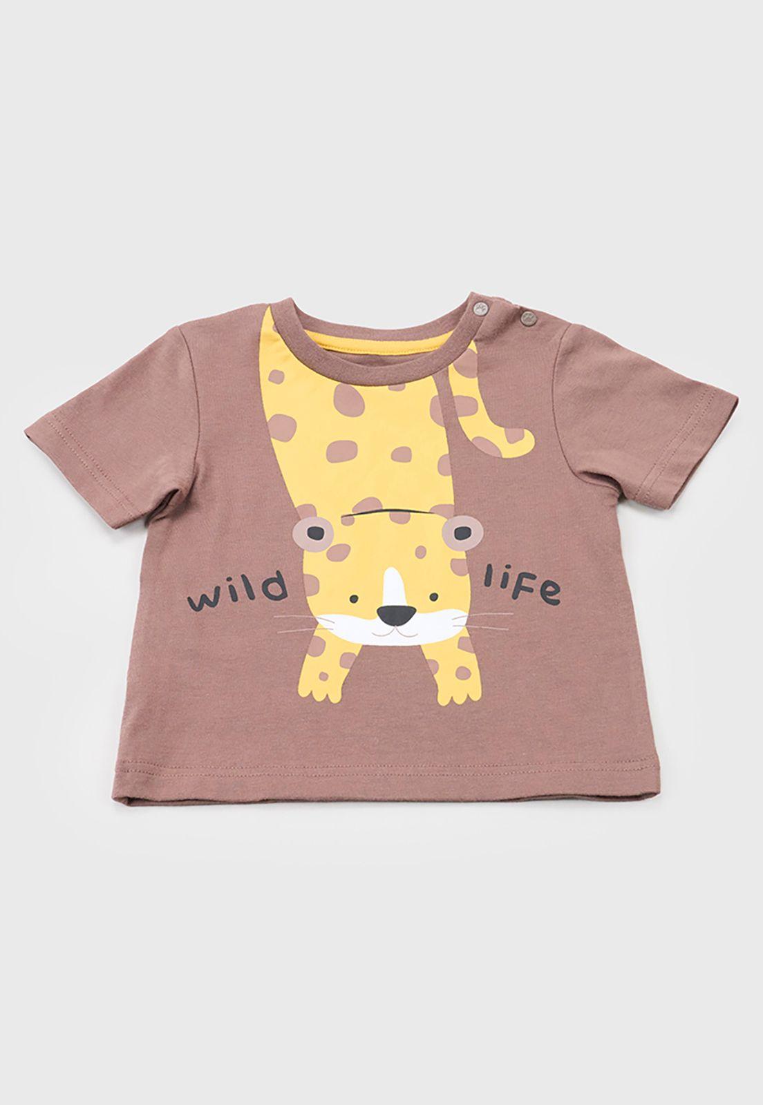 Polera Bebe Niño M/C Fun Café Corona-0