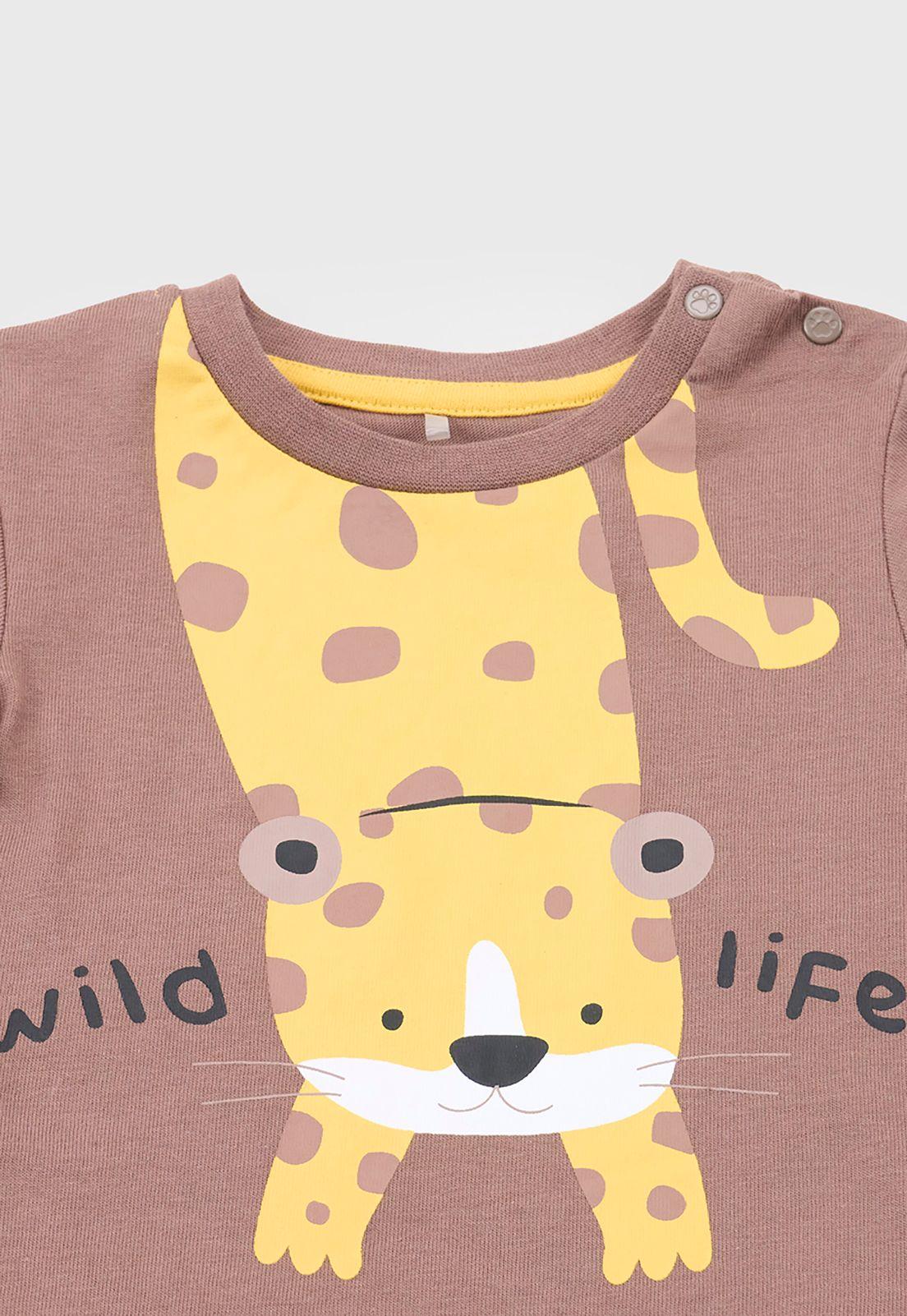 Polera Bebe Niño M/C Fun Café Corona-2