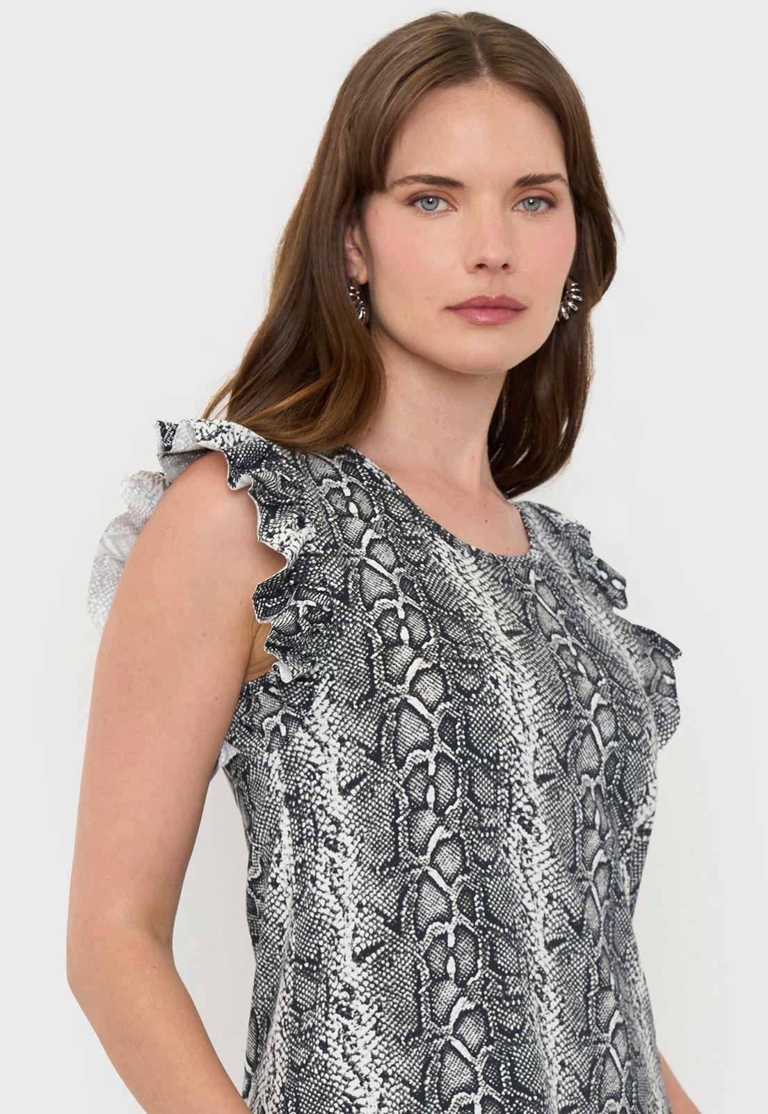 Vestido Mujer Vuelos Print Pitón Negro Corona-2
