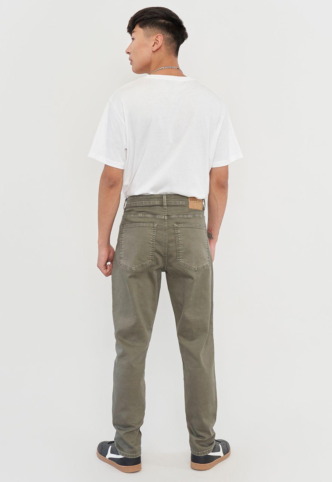 Jeans Hombre Skinny Fit Liso Color Verde Corona-2
