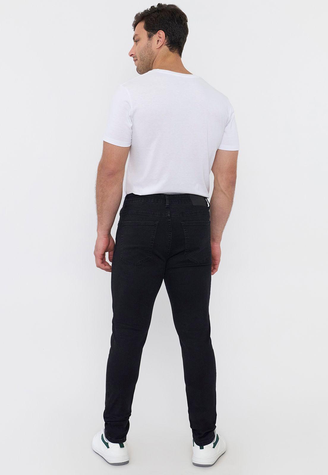 Jeans Hombre Skinny Spandex Negro Corona-2