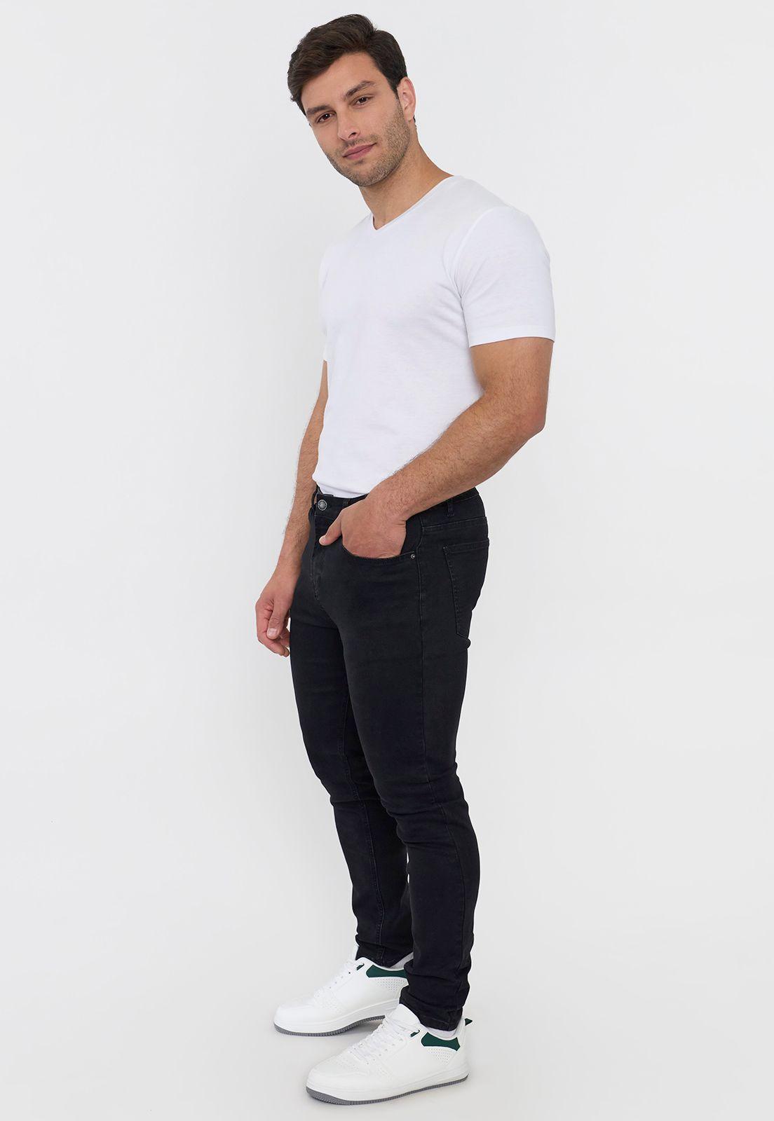 Jeans Hombre Skinny Spandex Negro Corona-3