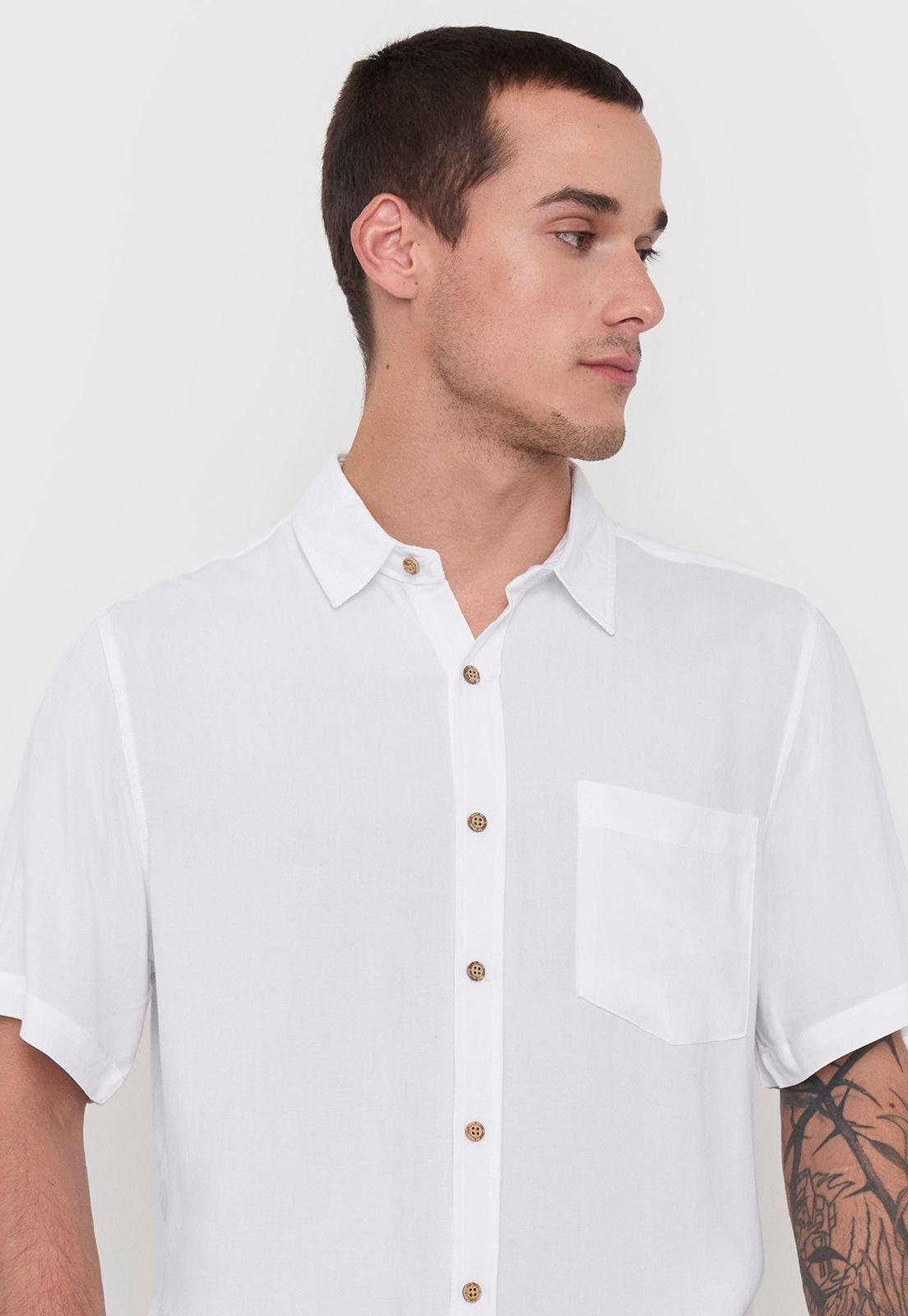 Guayabera Hombre Blanco Lisa Corona-2