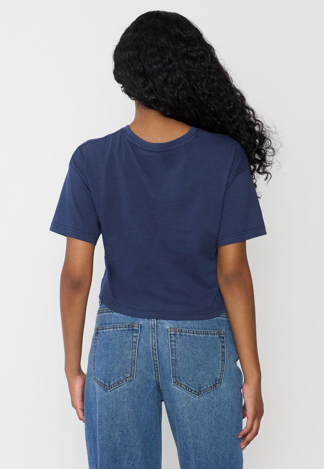 Polera Mujer Fun Manca Corta Crop Azul Marino Corona-1