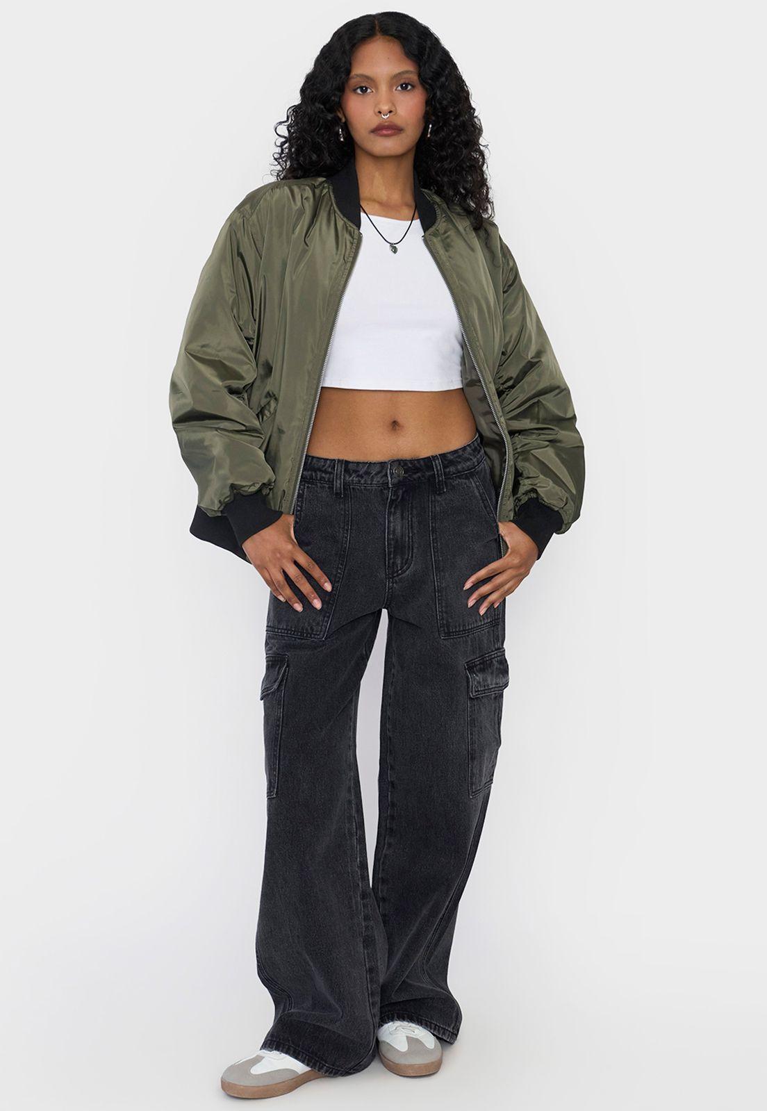 Chaqueta Mujer Bomber Básica Verde Corona-3