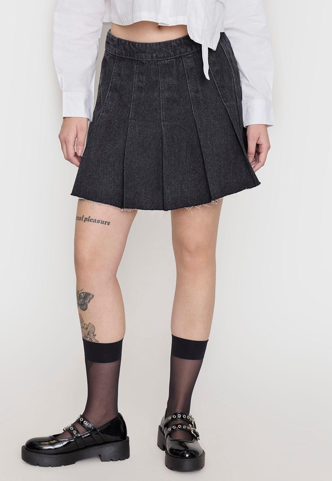Falda Mujer Plisada Gris Oscuro Corona-1