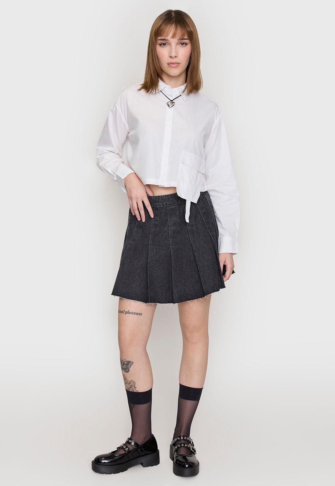 Falda Mujer Plisada Gris Oscuro Corona-3