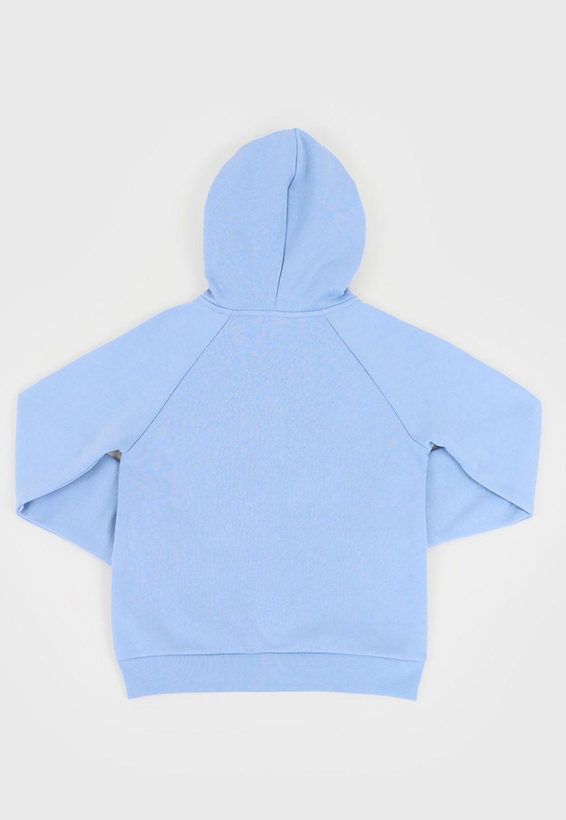 Poleron Niña Kids Full Zipper Celeste Corona-1