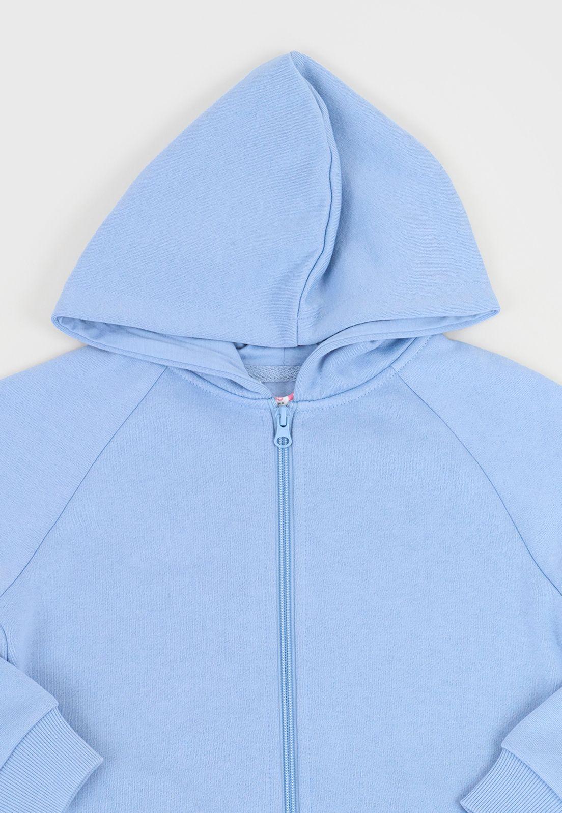 Poleron Niña Kids Full Zipper Celeste Corona-2