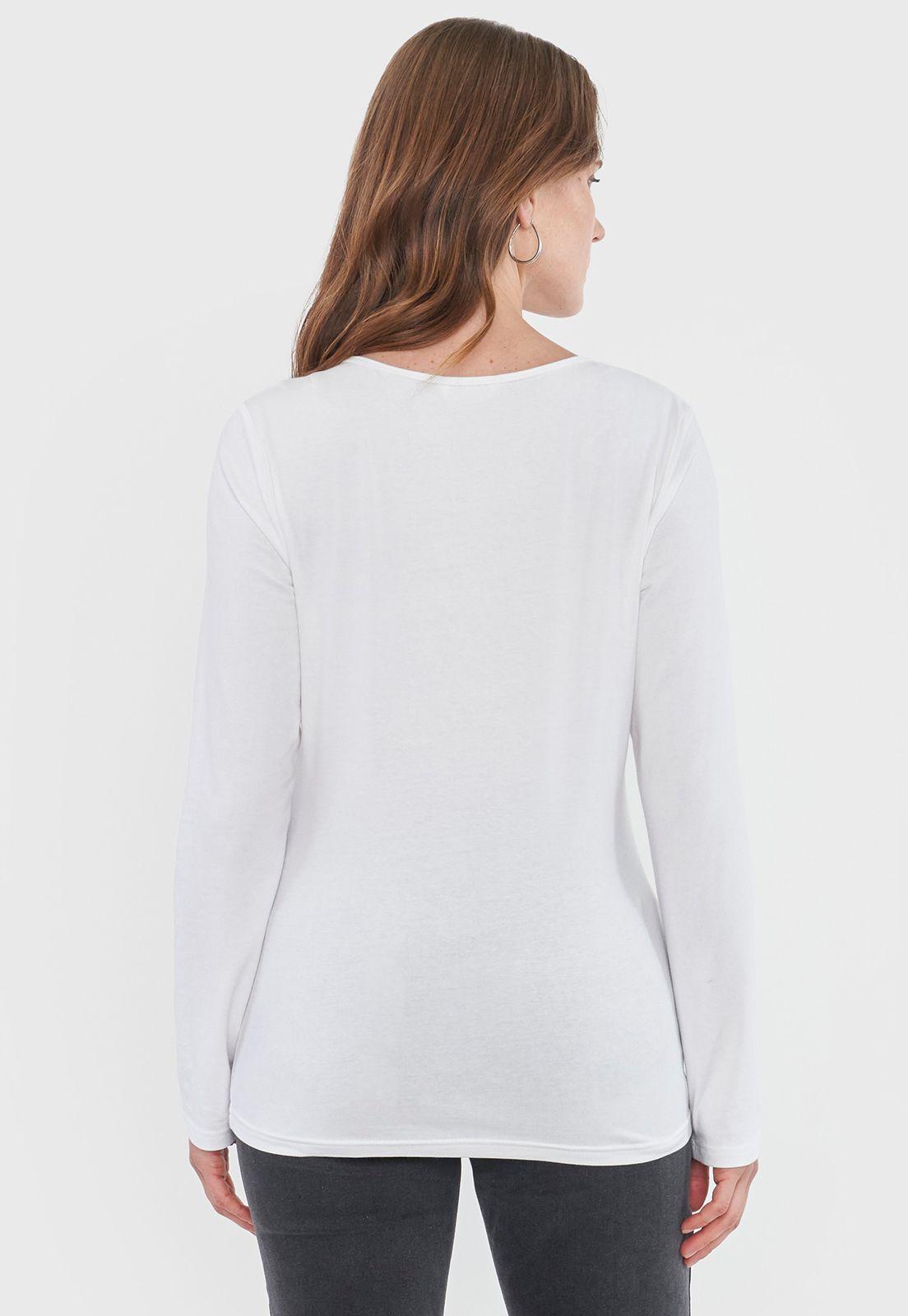 Polera Mujer Básica Manga Larga Blanco Corona-1
