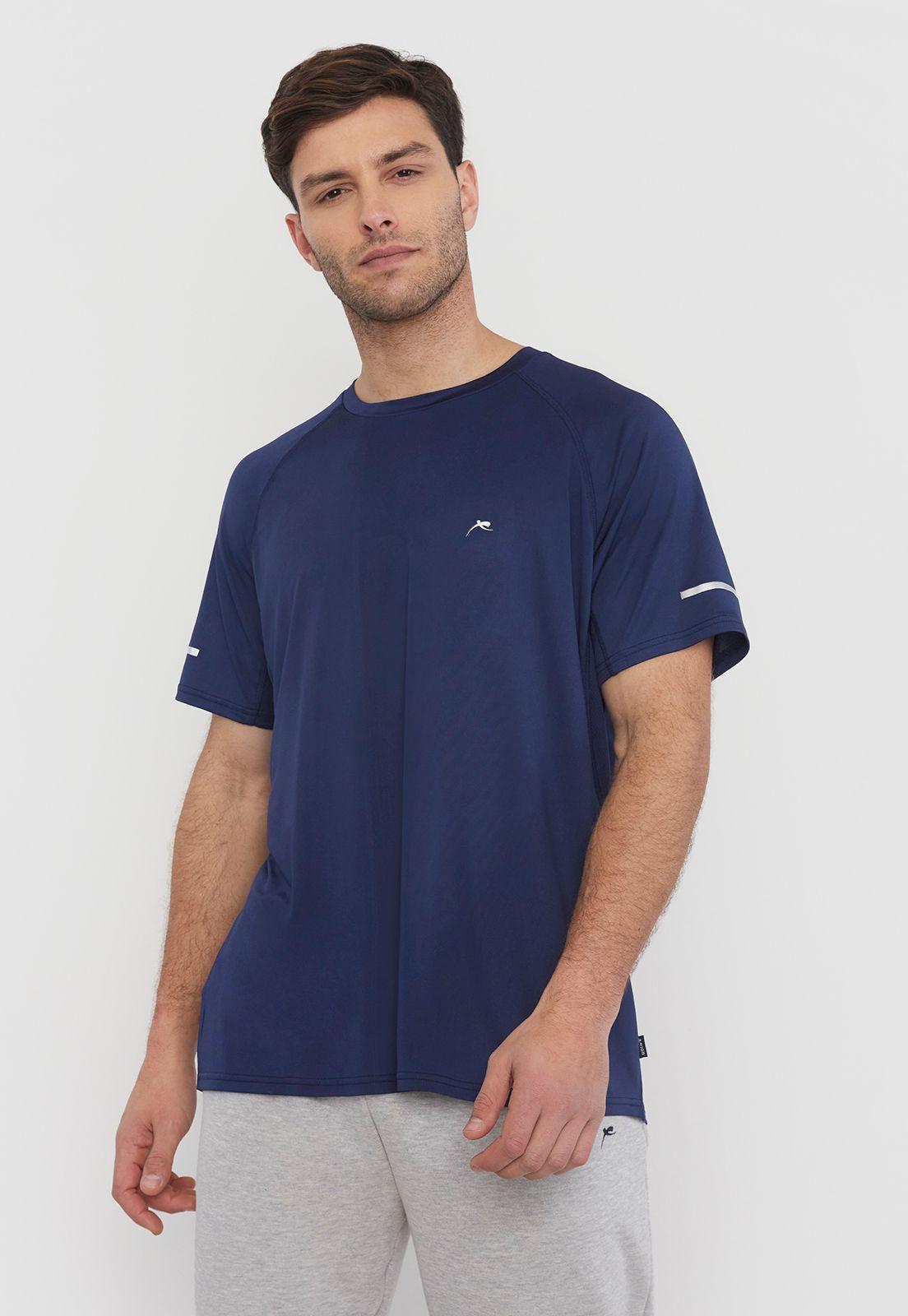Polera Hombre Deportiva Poliéster R-Neck Azul Corona-0