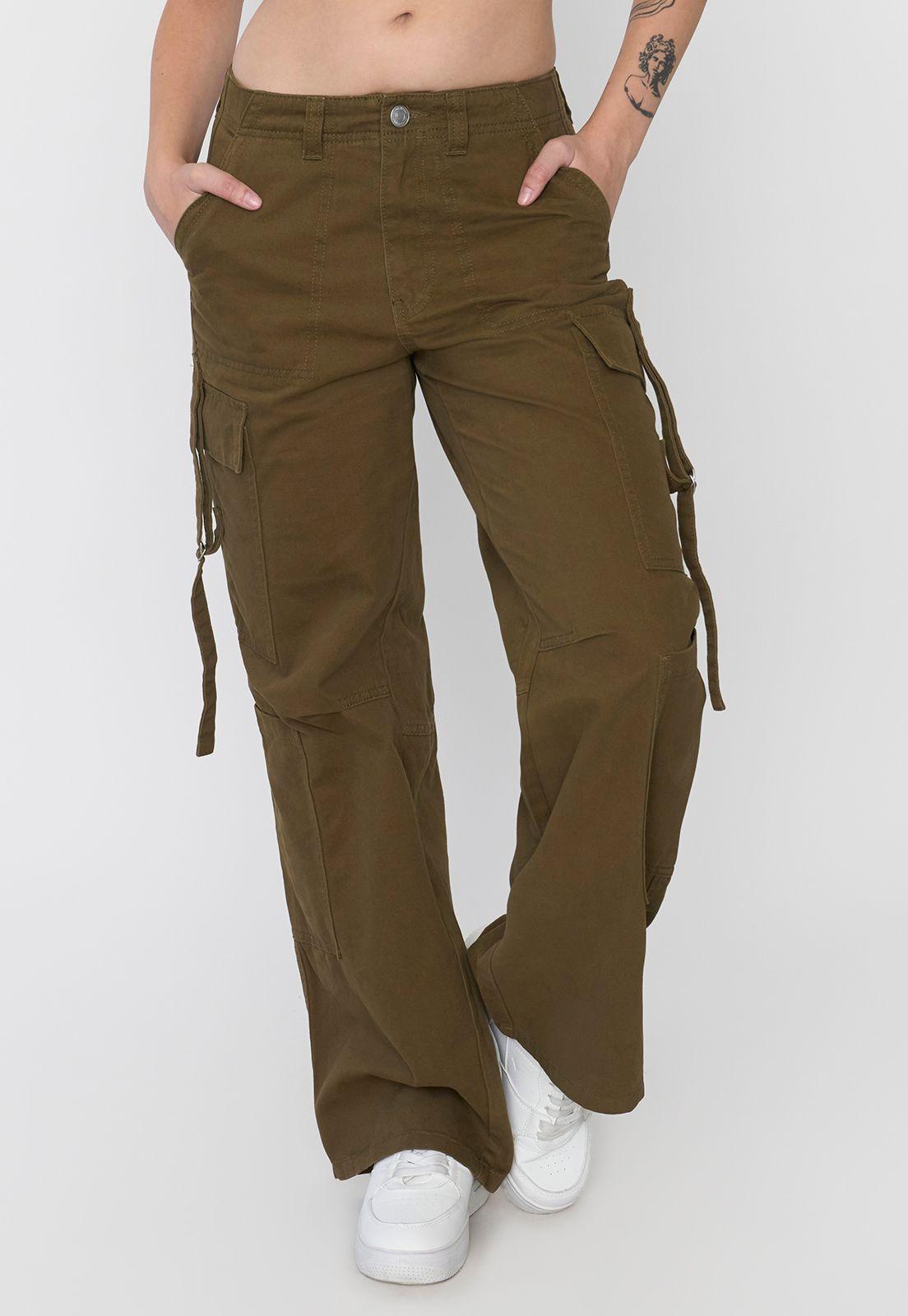 Pantalón Mujer Doble Cargo Color Verde Corona-1