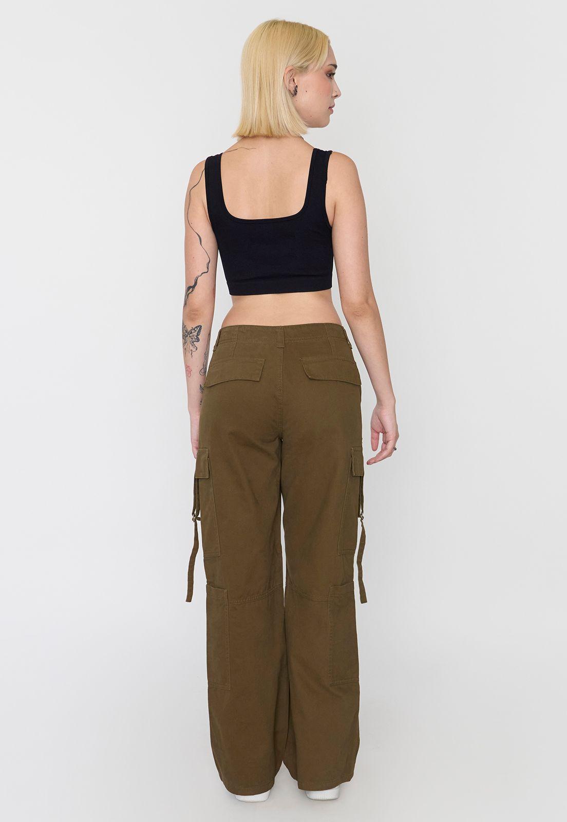 Pantalón Mujer Doble Cargo Color Verde Corona-2