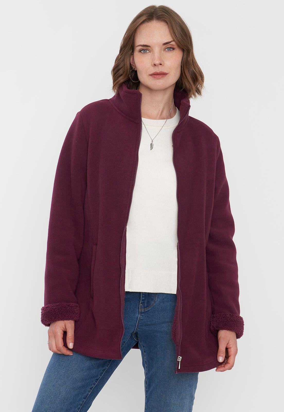 Chaqueta Mujer Polar Larga Burdeo Corona-0