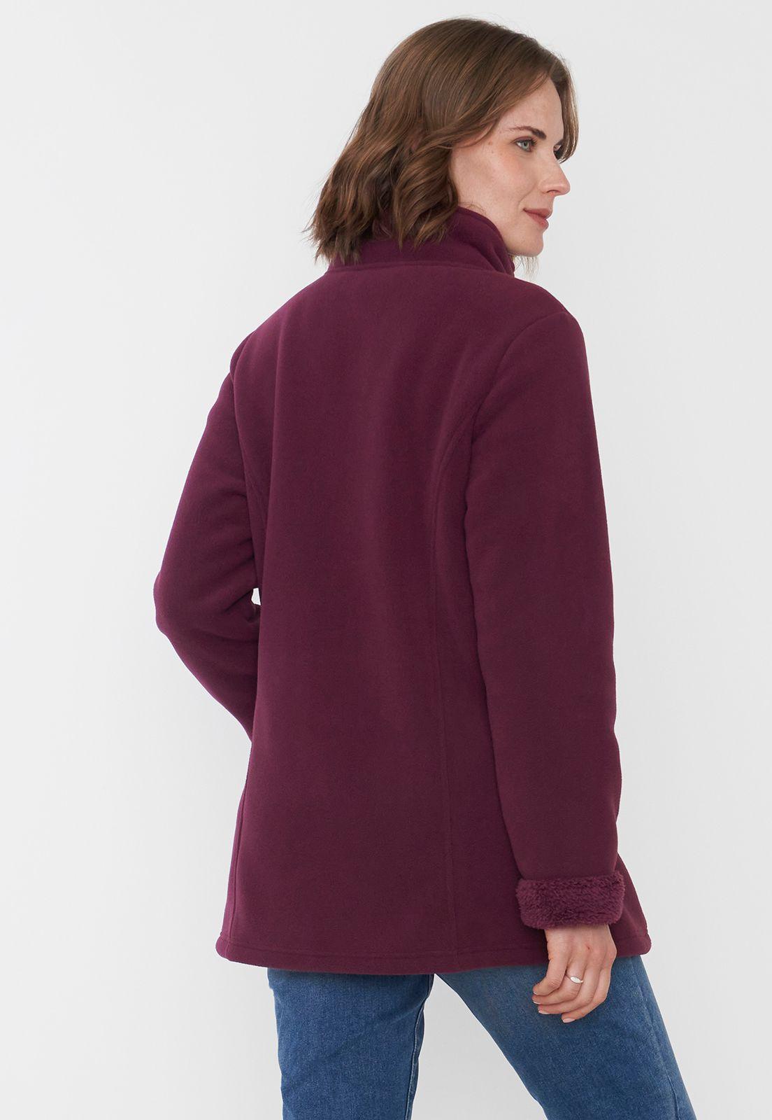 Chaqueta Mujer Polar Larga Burdeo Corona-1