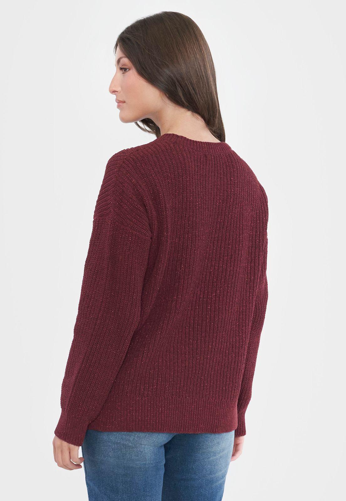 Sweater Mujer Chenille Lurex Burdeo Corona-1
