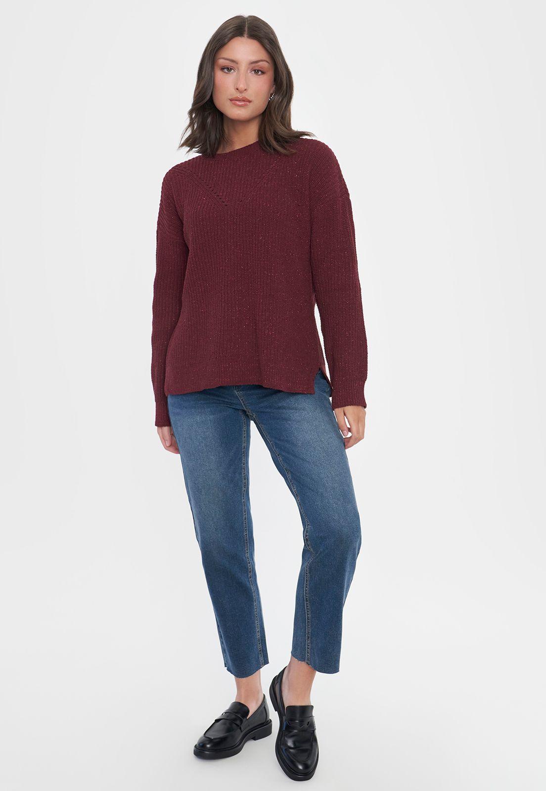 Sweater Mujer Chenille Lurex Burdeo Corona-3