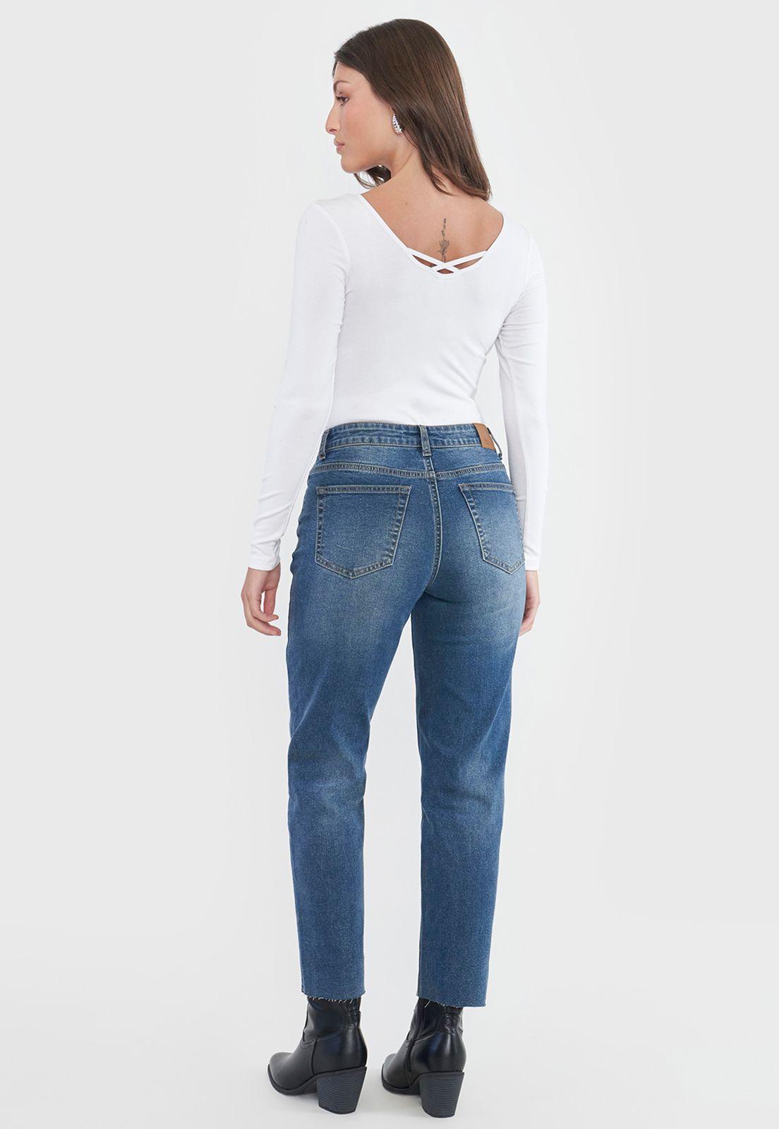 Jeans Mujer Straight Fit Elasticado Azul Oscuro Corona-2
