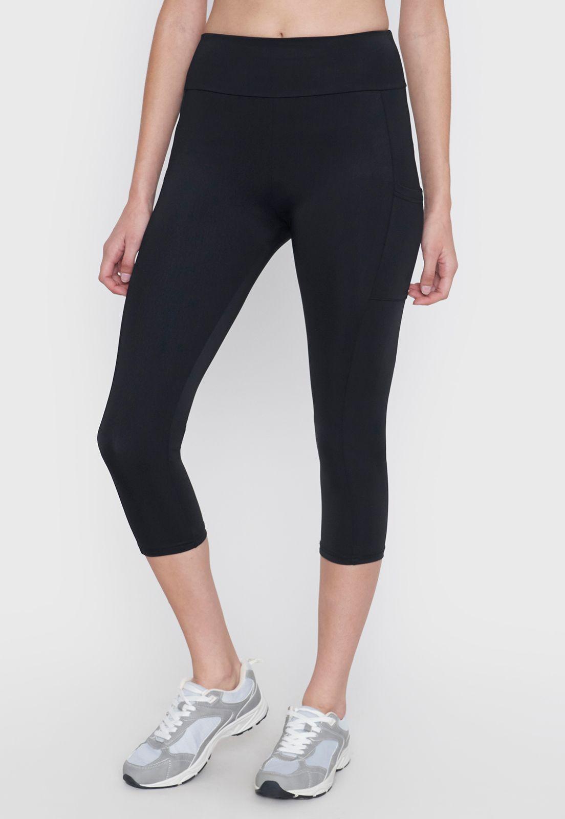 Calza Mujer Deportiva Crop Negro Corona-1