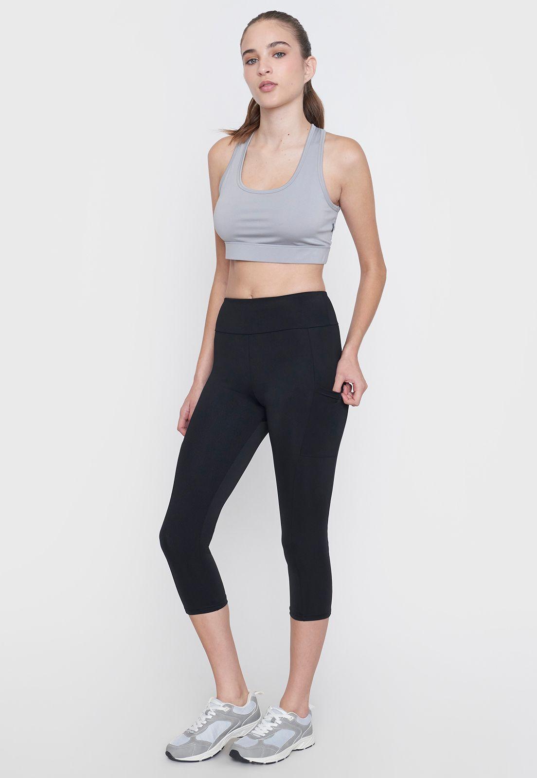 Calza Mujer Deportiva Crop Negro Corona-3
