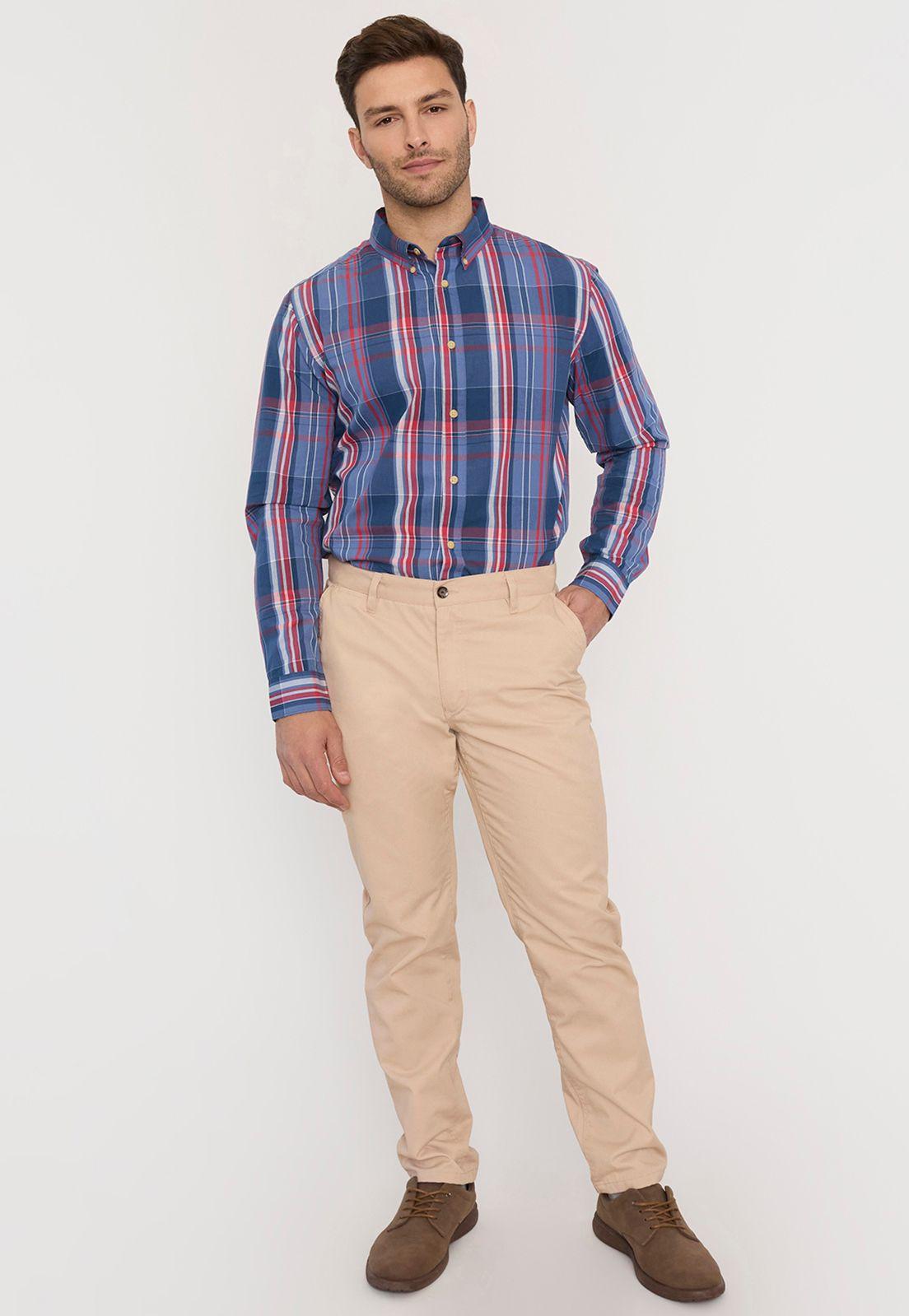 Camisa Hombre Escocesa Azul M/L Corona-3