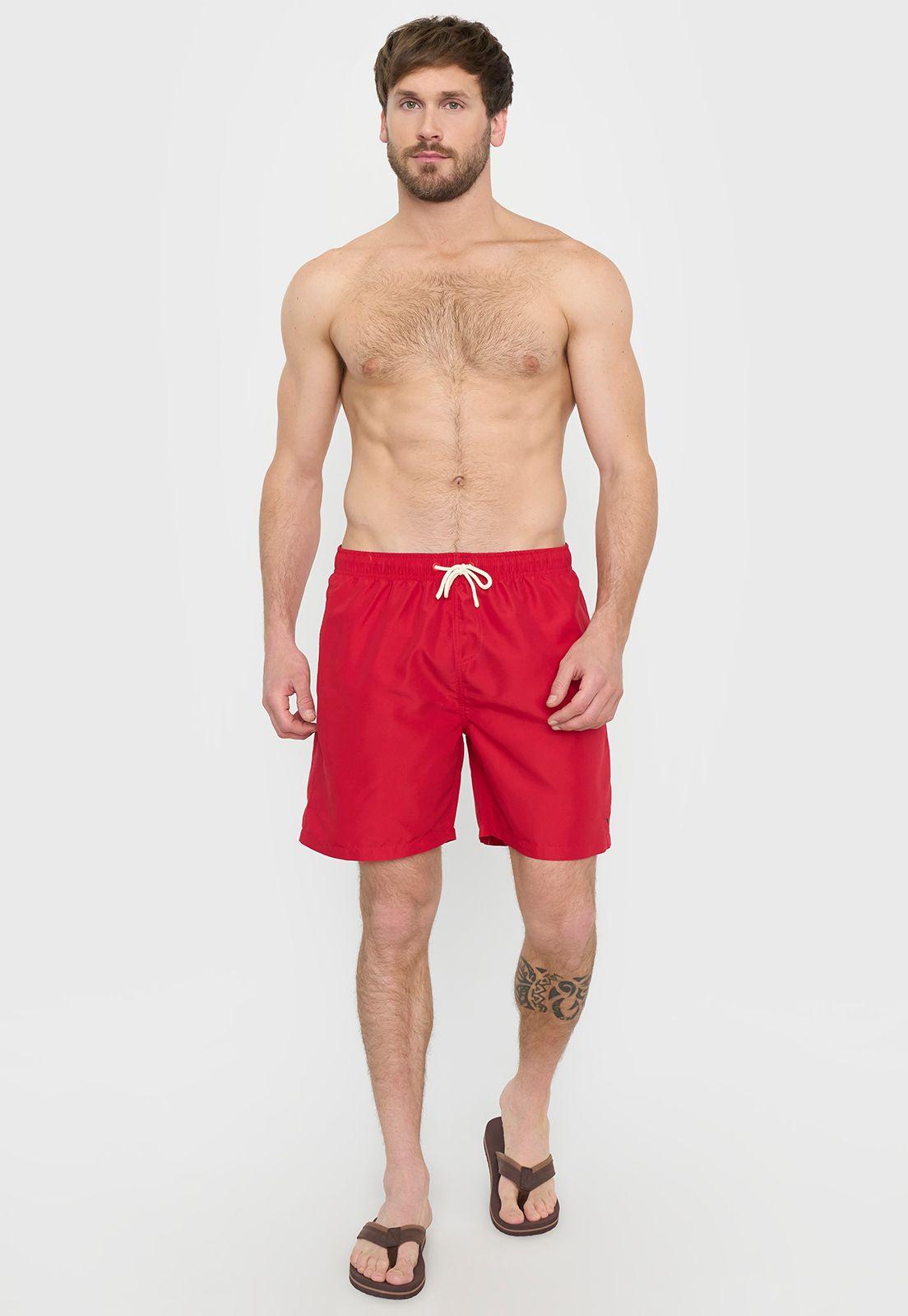 Traje de Baño Hombre Rojo Liso Corona-0
