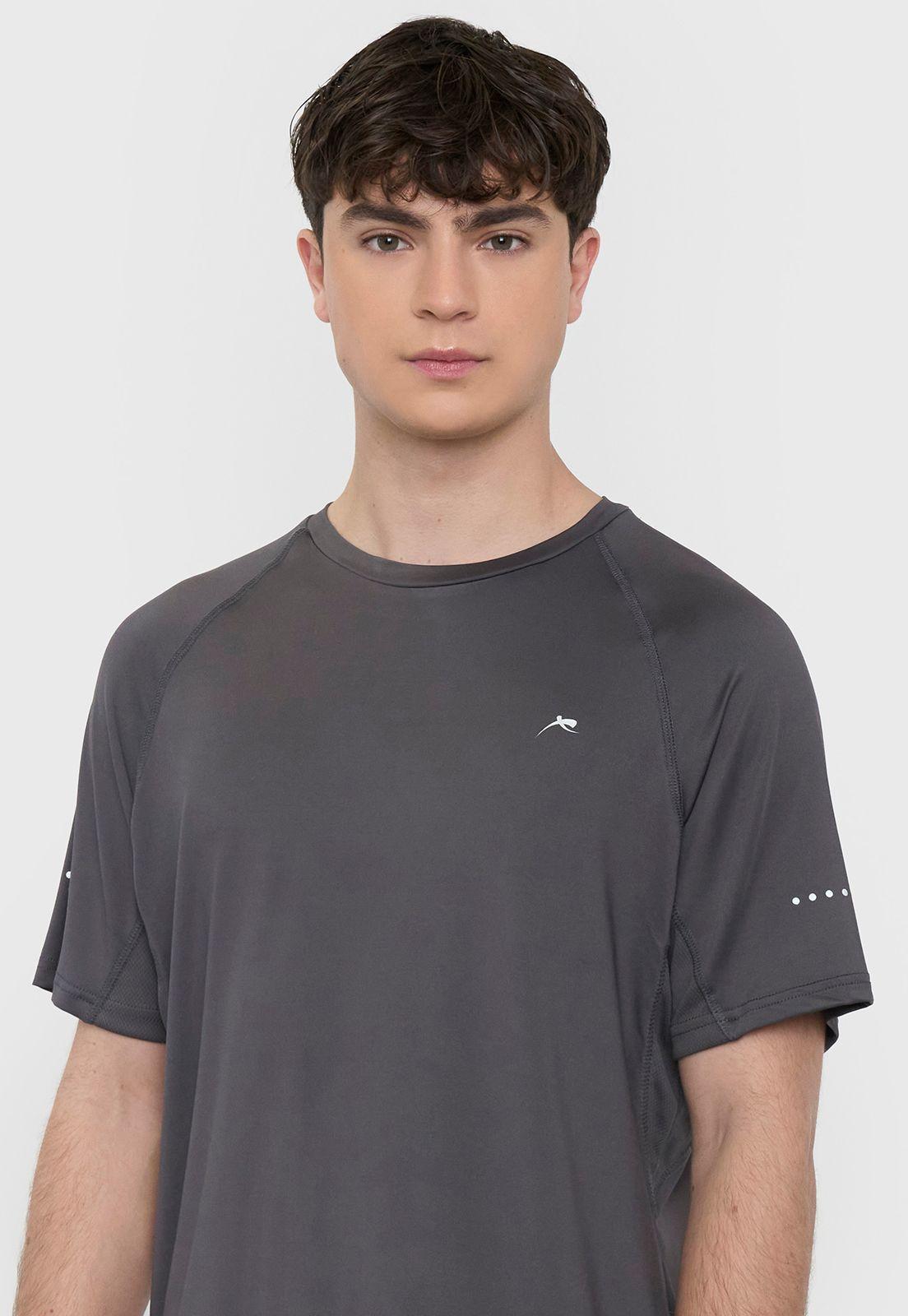 Polera Hombre Deportiva Poliester R-Neck 1 Gris Corona-2