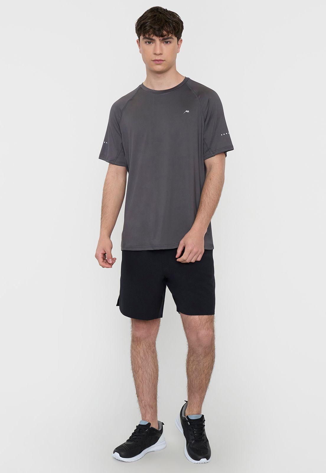 Polera Hombre Deportiva Poliester R-Neck 1 Gris Corona-3