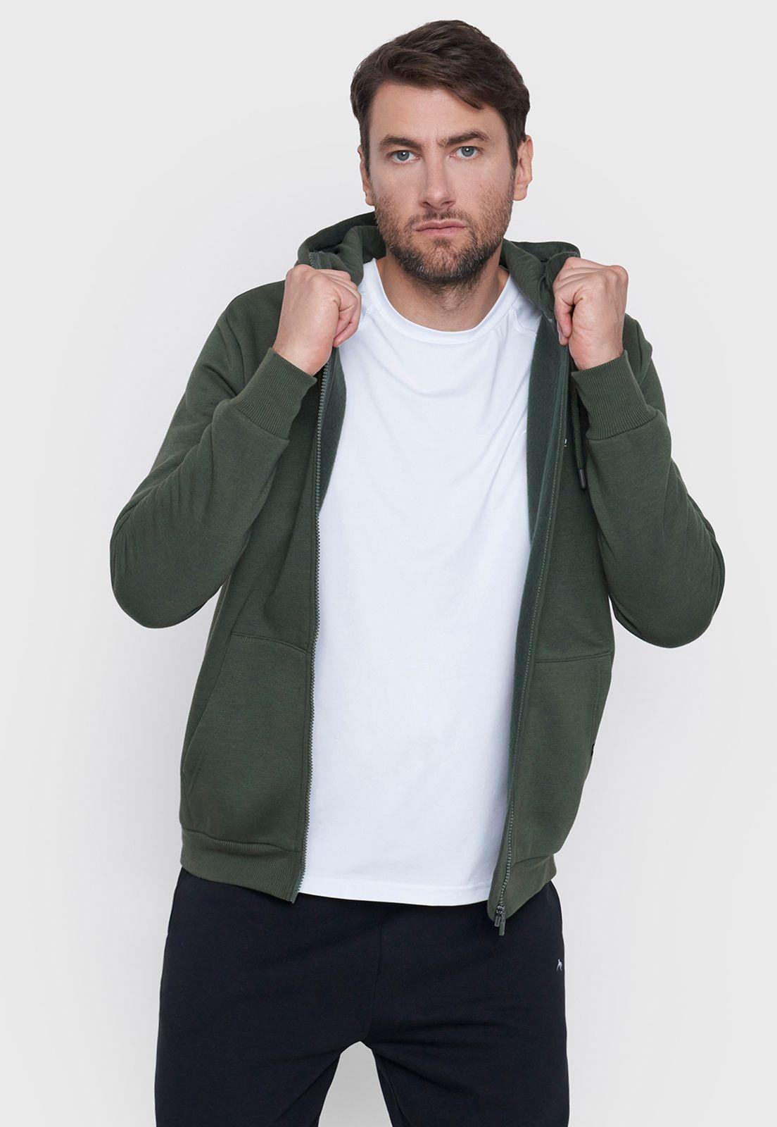 Polerón Hombre Deportivo Full Zipper Verde Corona-0