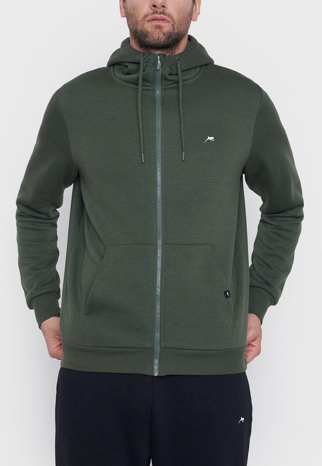 Polerón Hombre Deportivo Full Zipper Verde Corona-2