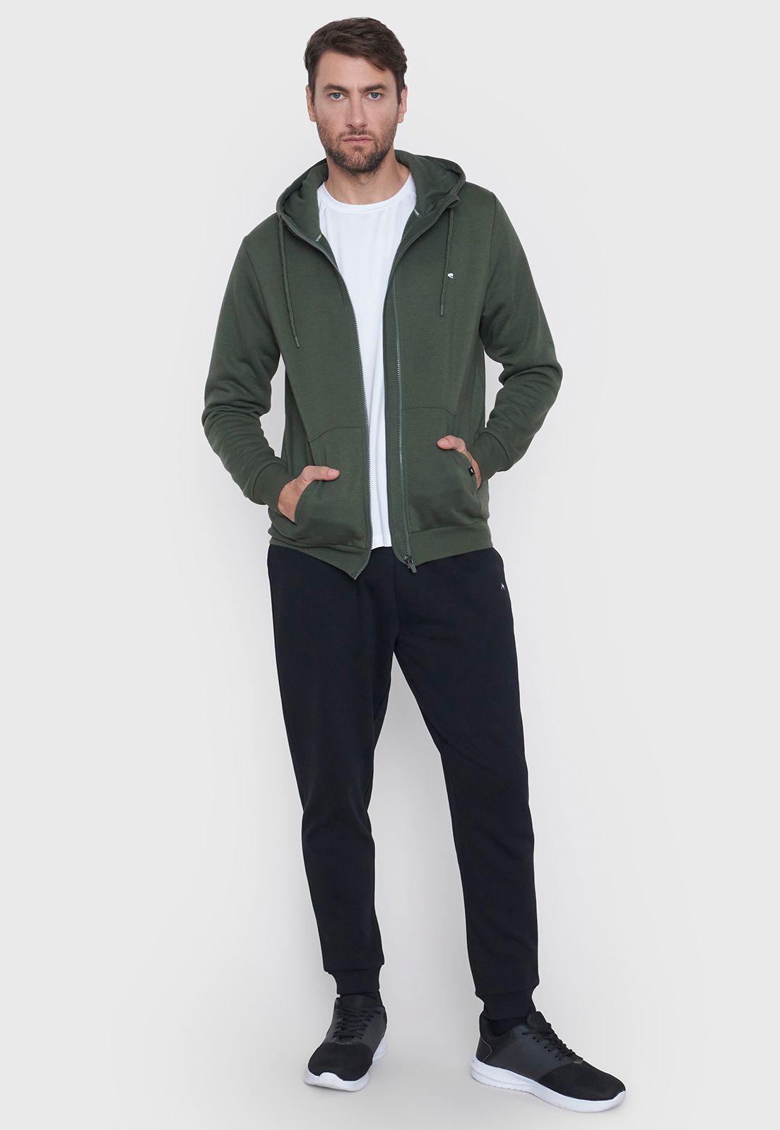 Polerón Hombre Deportivo Full Zipper Verde Corona-3