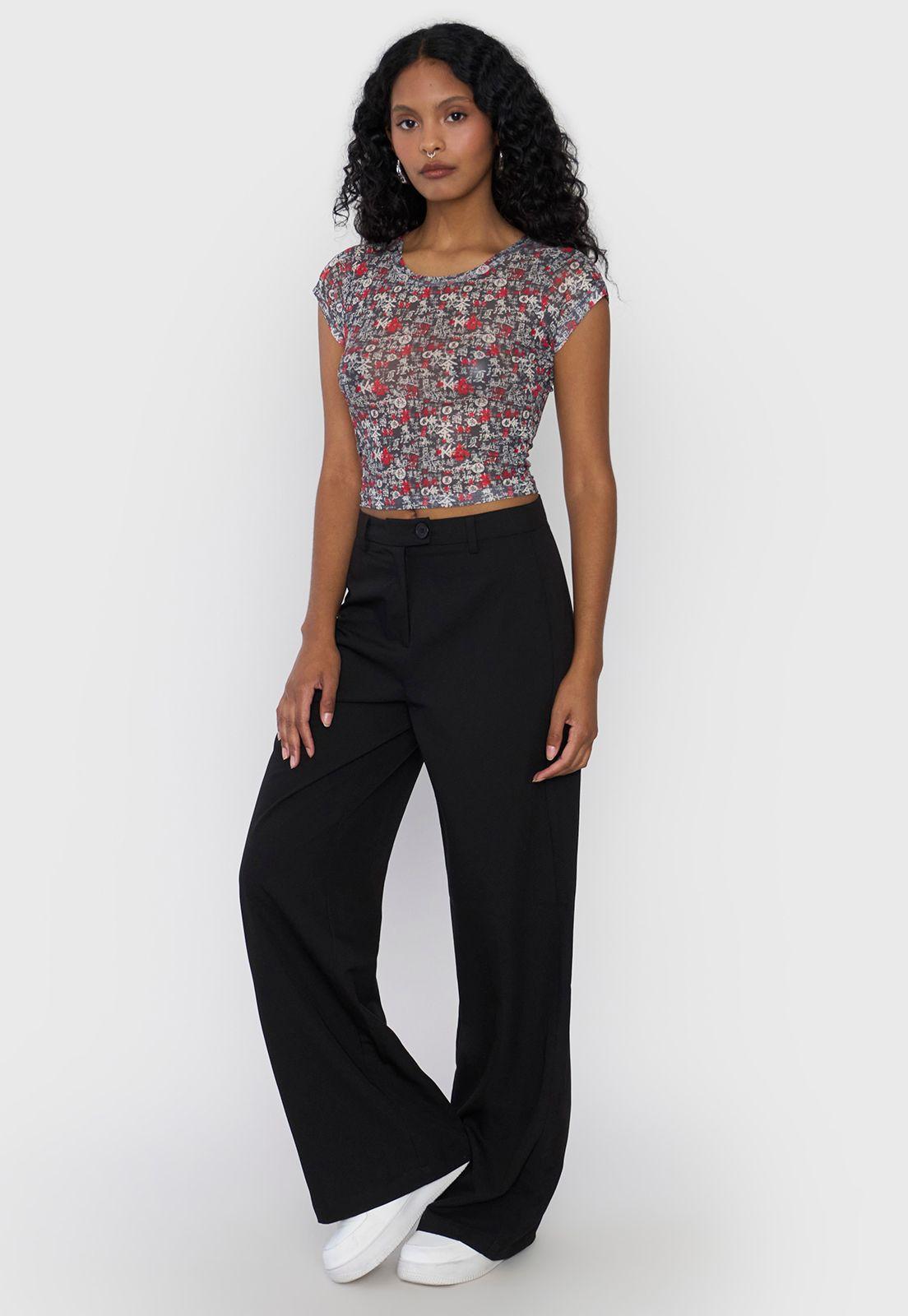 Polera Mujer Malla Manga Corta Negro Corona-3