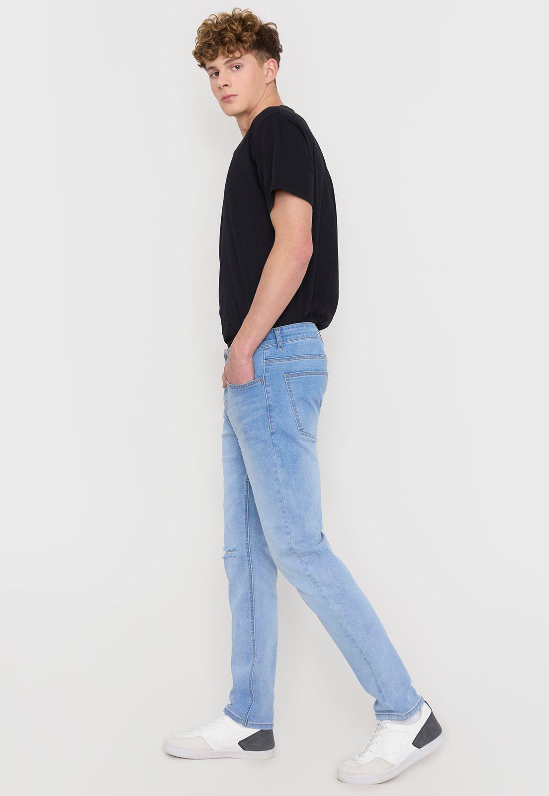 Jeans Hombre Skinny Fit Azul Claro Spandex Corona-3