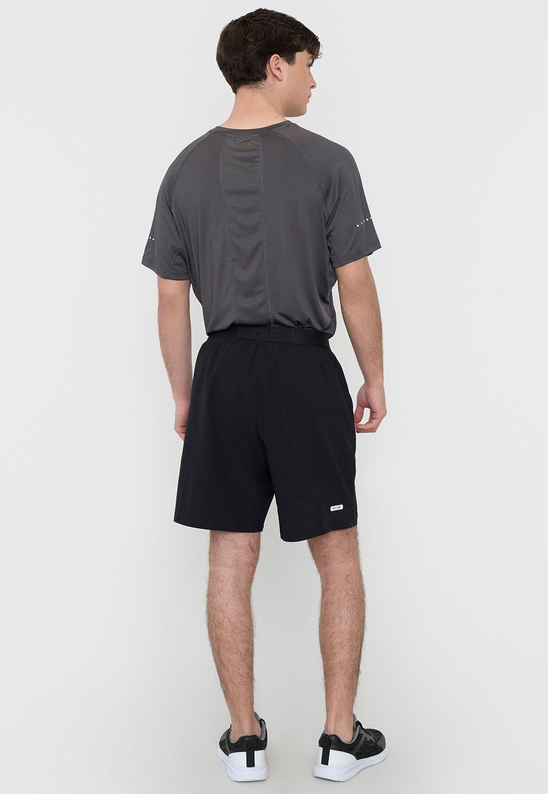 Short Hombre Deportiva Textura Negro Corona-2