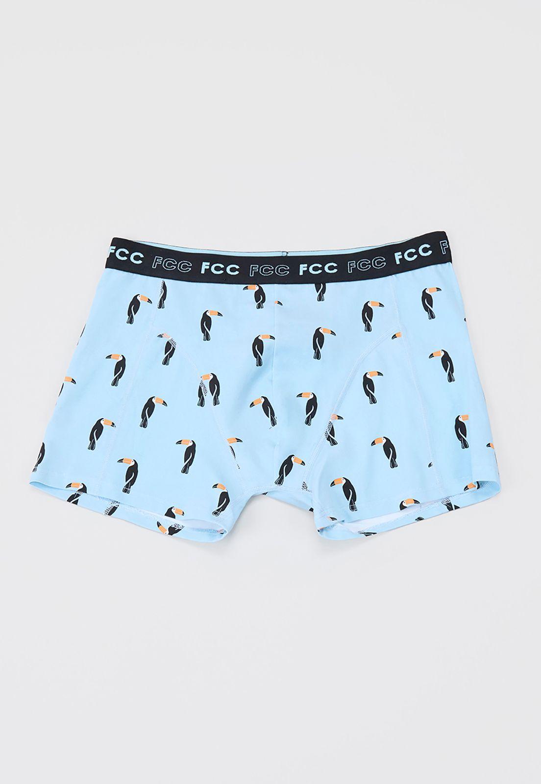Bóxer Hombre Bipack Print Mix Celeste/Negro Corona-3