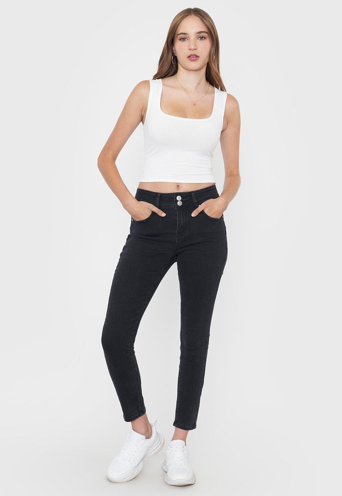 Jeans Mujer Skinny Fit Hight Waiste Negro Corona-0