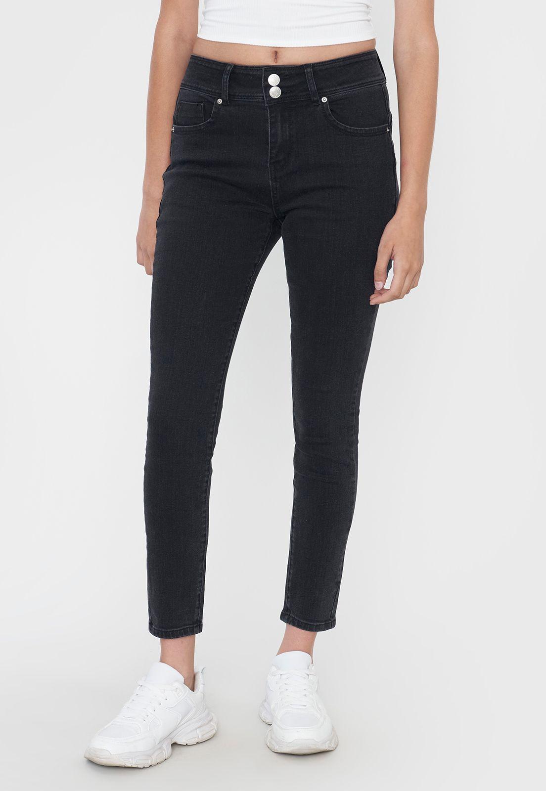 Jeans Mujer Skinny Fit Hight Waiste Negro Corona-1