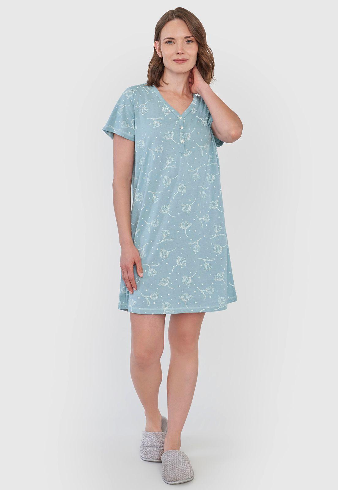 Camisa de Dormir Mujer Manga Corta Verde Corona-3