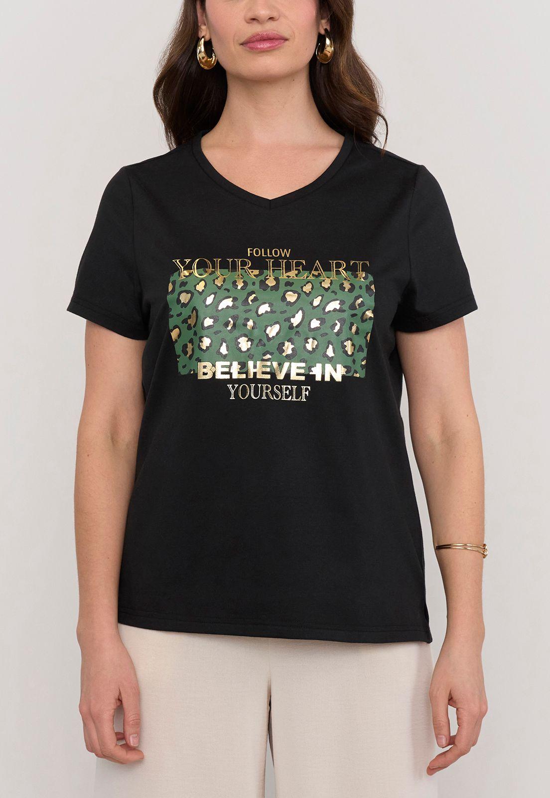 Polera Mujer M/C Focal Print Cuello V Ecru Corona-2