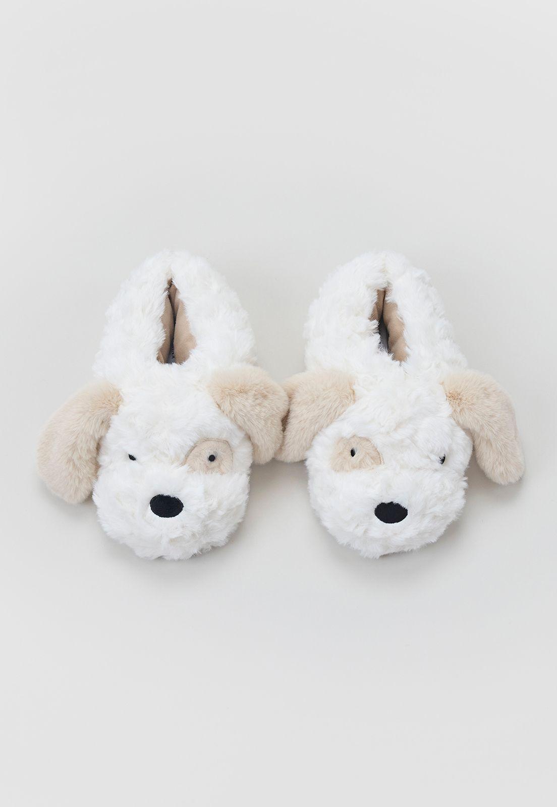 Pantufla Mujer Perro Perro Beige Corona-2