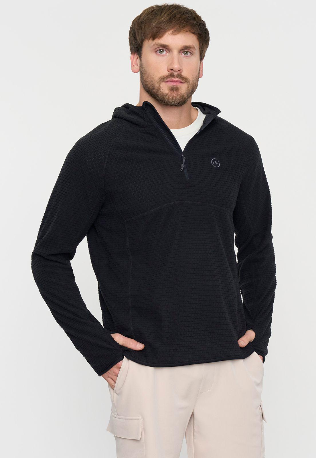 Polerón Outdoor Hombre Negro Waffle con Gorro Corona-0
