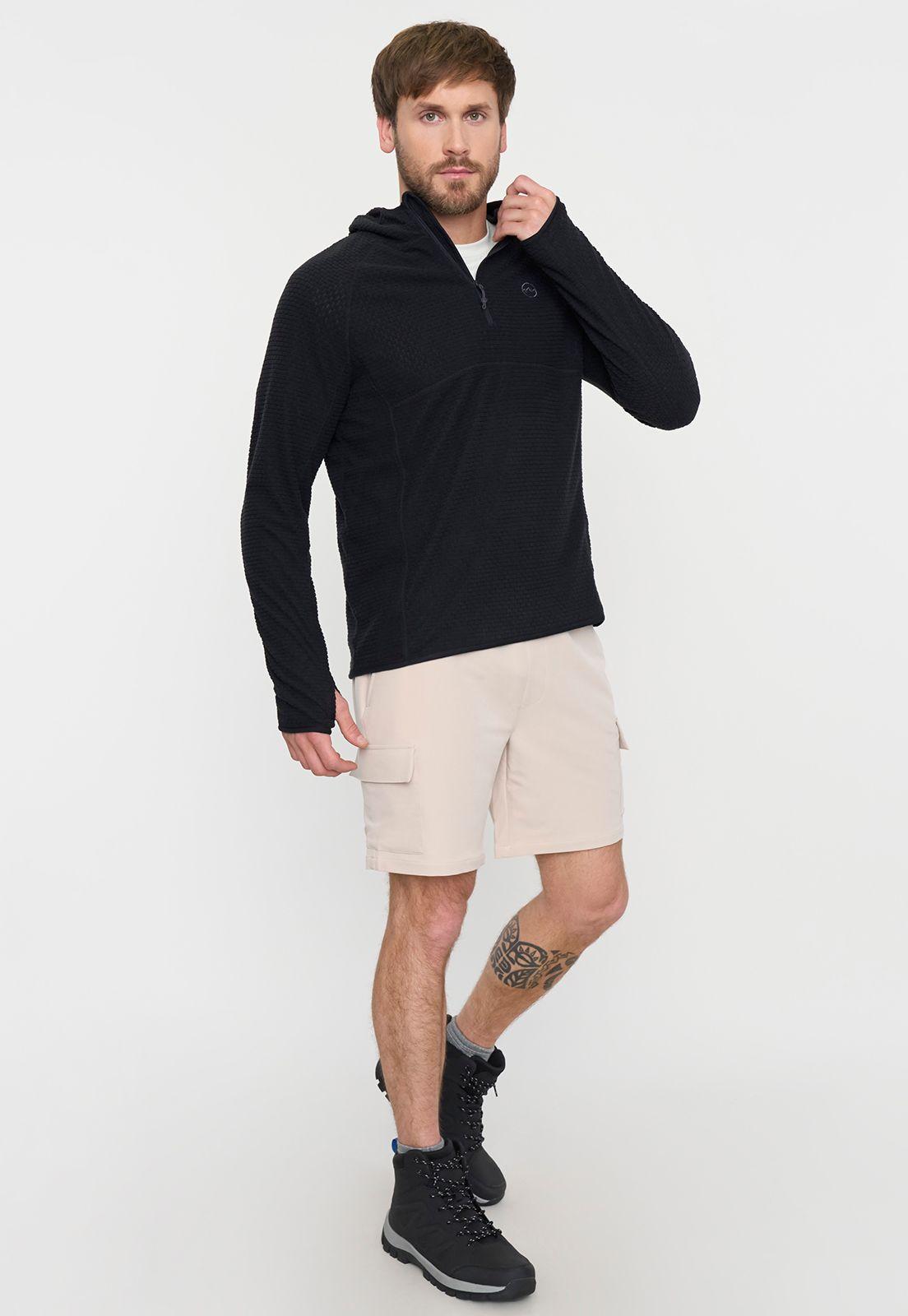 Polerón Outdoor Hombre Negro Waffle con Gorro Corona-3