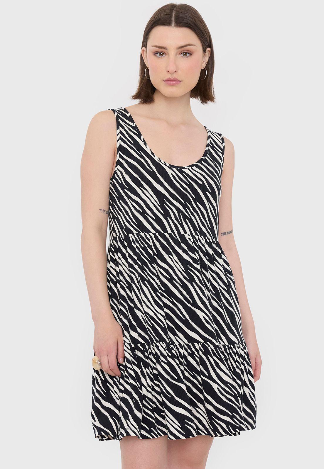 Vestido Mujer Rib Corto Print Cebra Corona-3