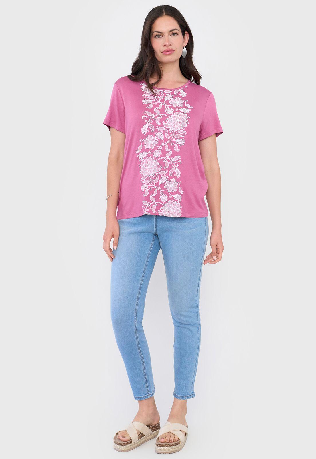 Polera Mujer Print Boho Rosado Corona-3