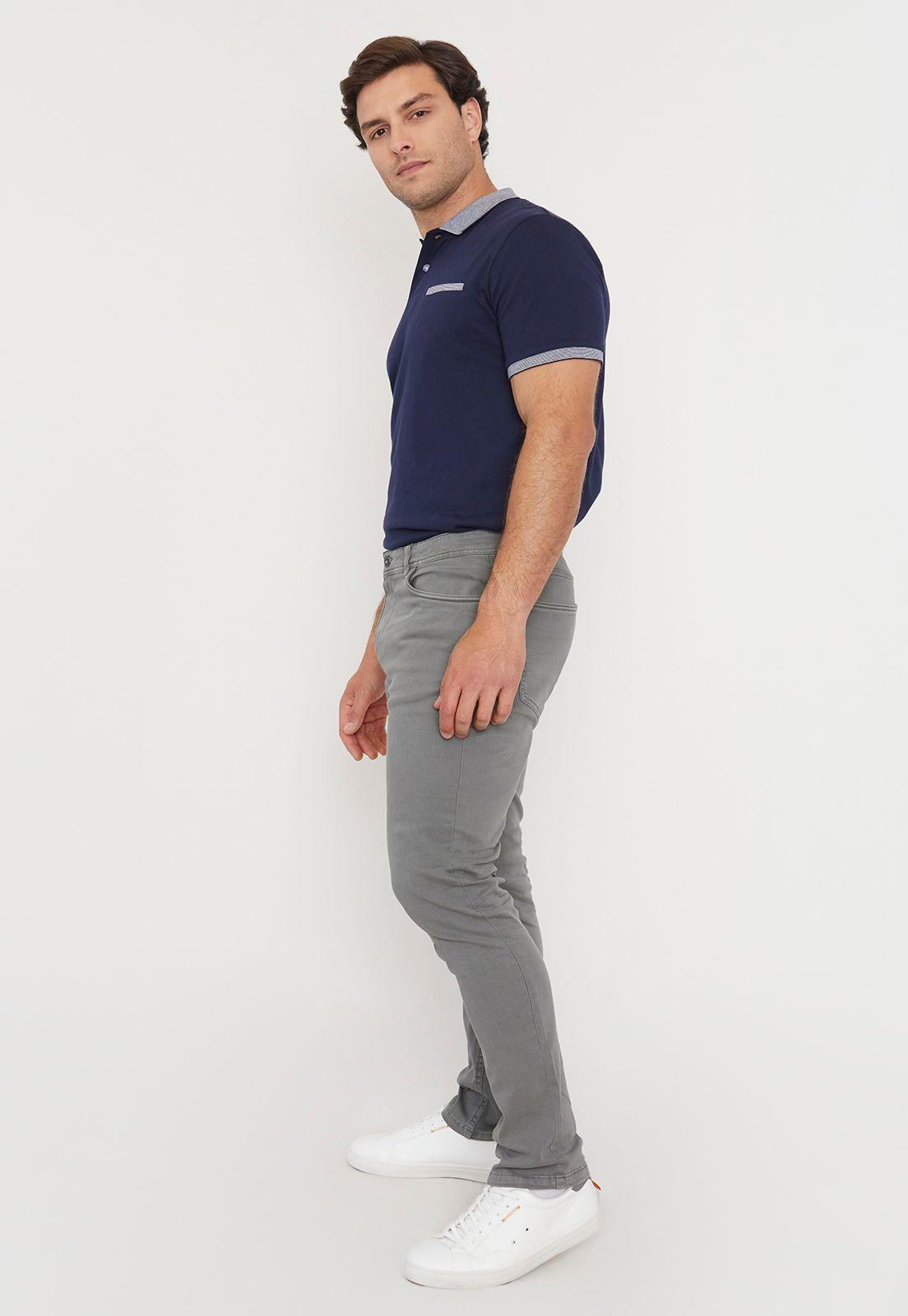 Pantalón Hombre Slim Fit Gris 5 Pocket Corona-3