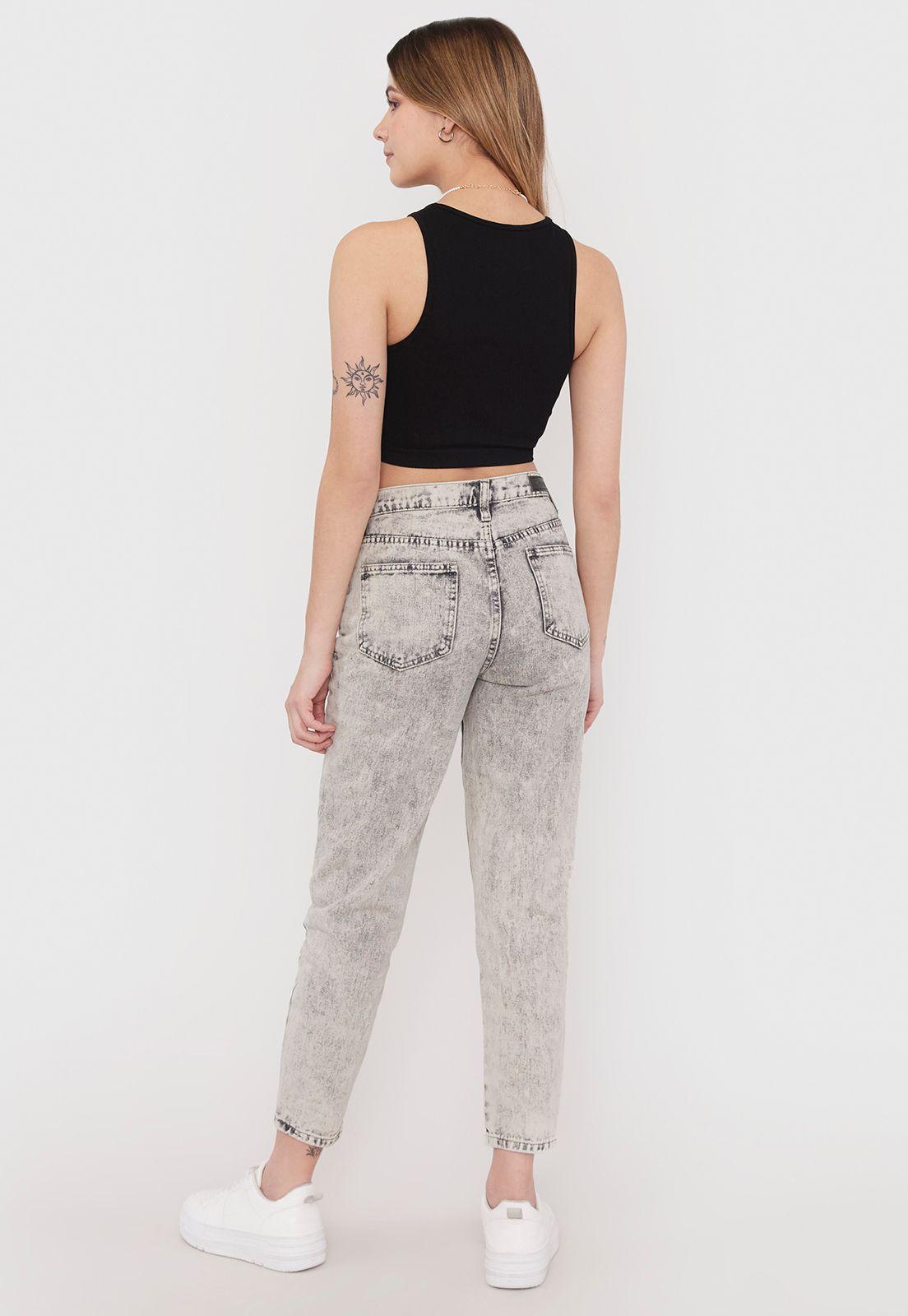 Jeans Mom Gris Acid Wash I - Mujer Corona-2