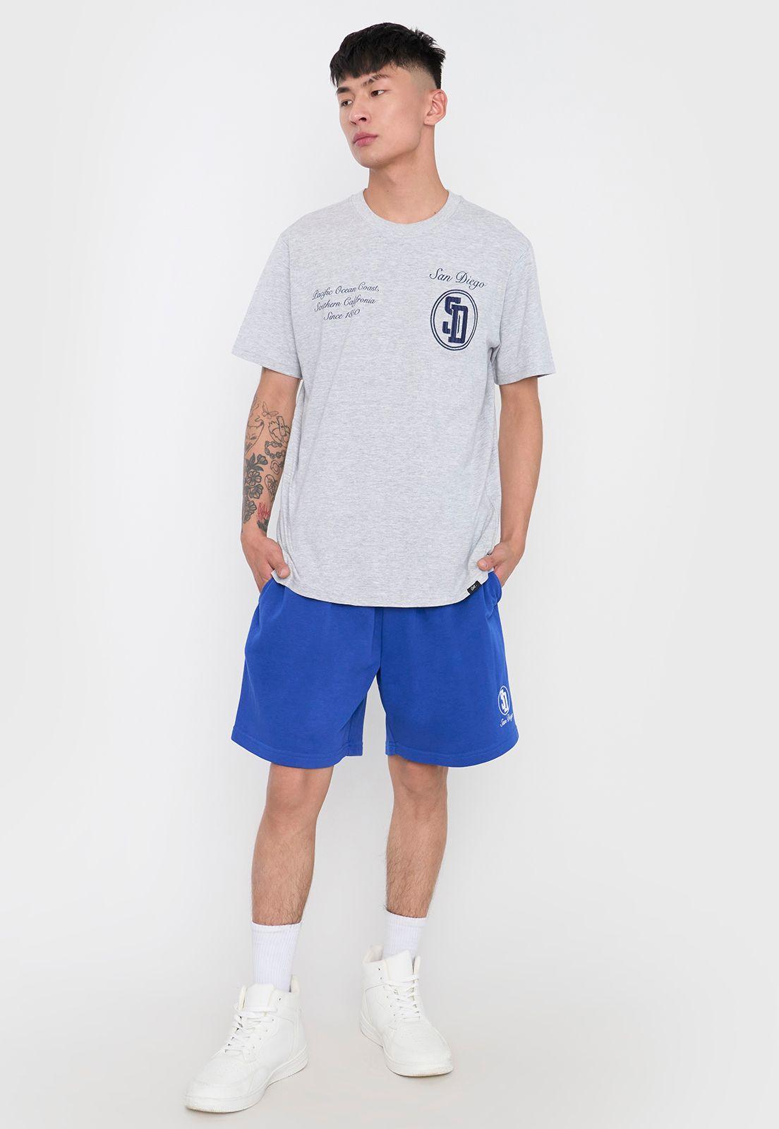 Polera Hombre Bordada College Gris Corona-3