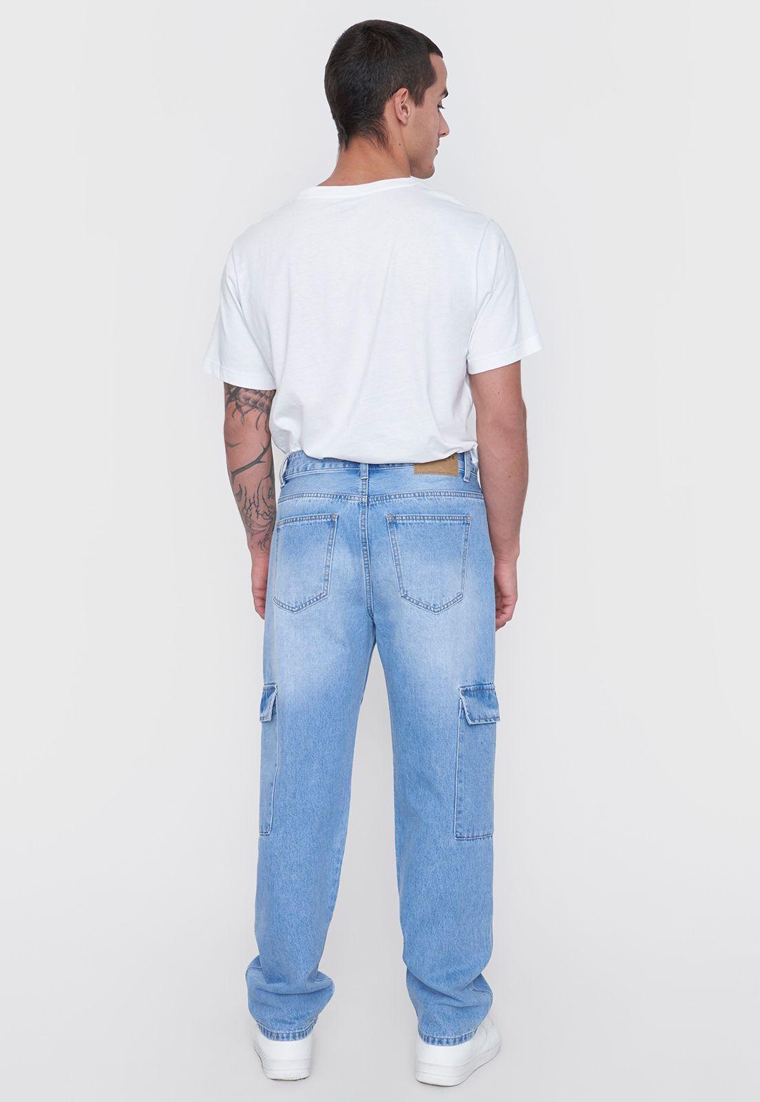 Jeans Hombre Cargo Color Azul Claro Corona-2